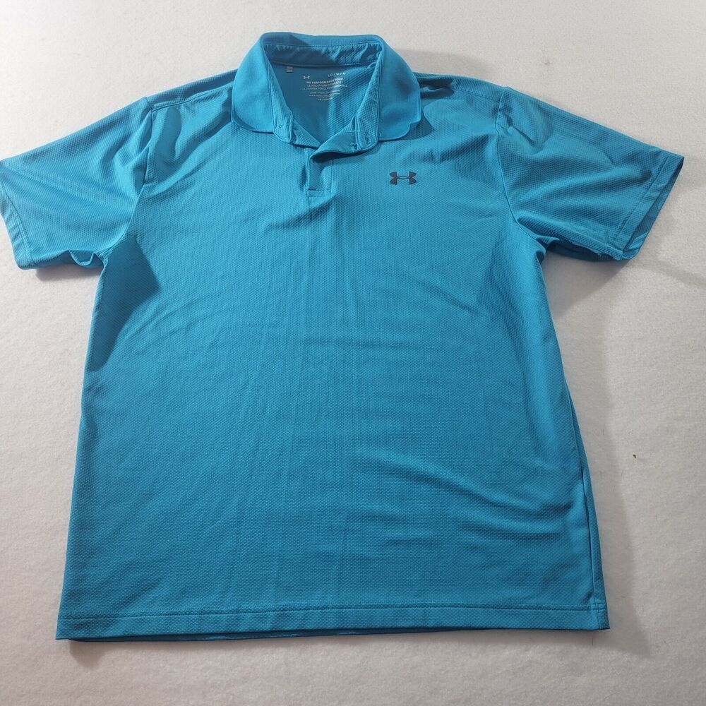 Under Armour Shirt Mens Large Green Performance Loose Golf Polo Active Stretch